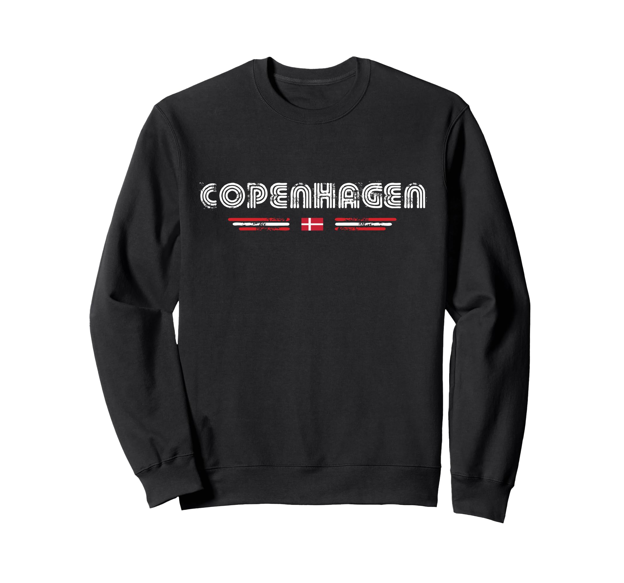 Copenhagen Denmark 70S 80S Type Flag Sweatshirt - Novelty Apparel Unisex - T-Shirt, Sweatshirt, Hoodie