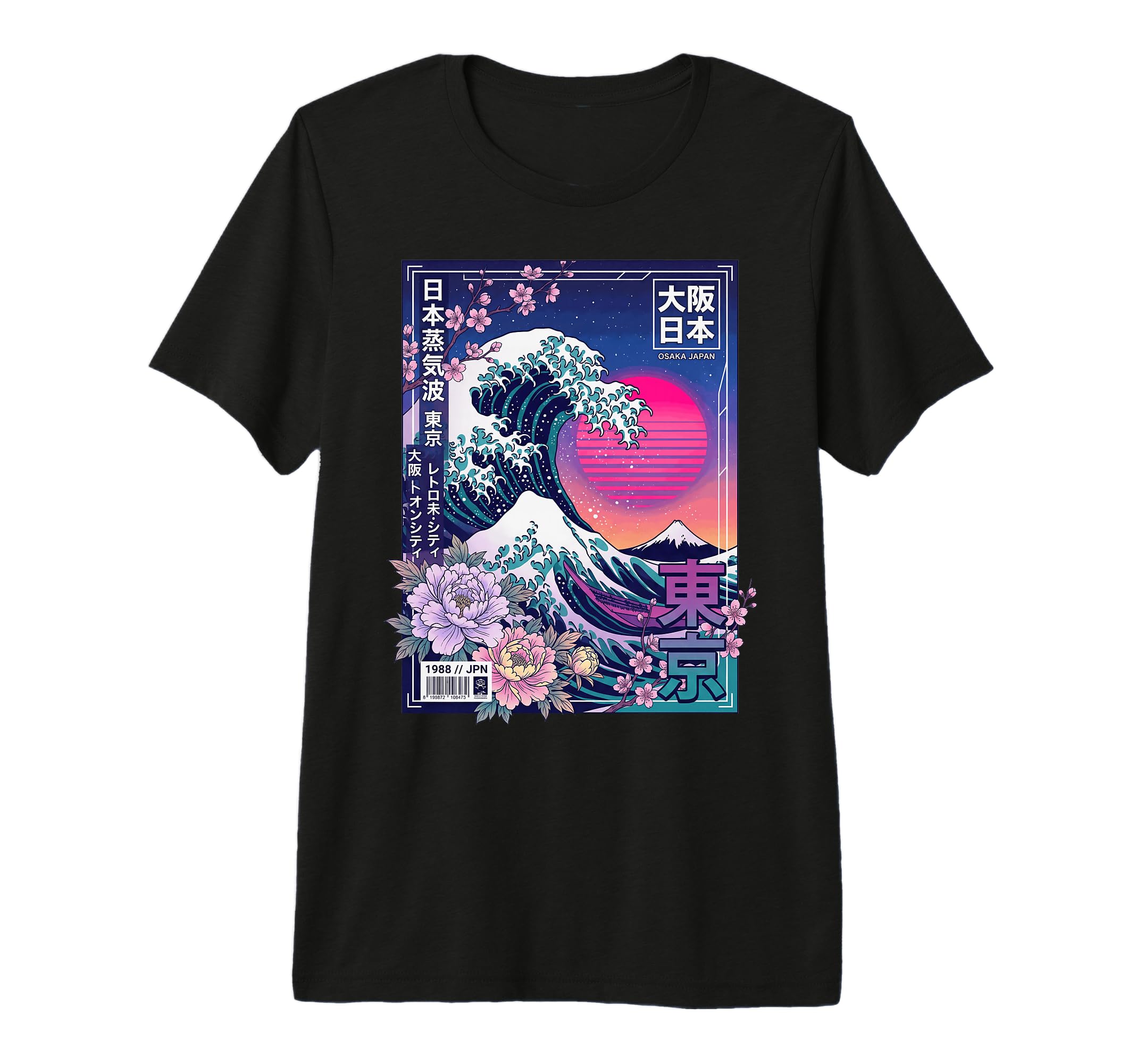 Osaka Japan Great Wave Aesthetic 80S T-Shirt - Casual Everyday Wear Unisex - T-Shirt, Sweatshirt, Hoodie