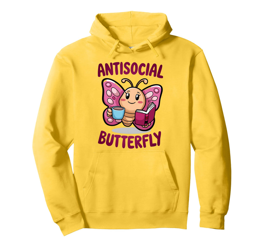 Groovy Anti Social Butterfly Ironic Hoodie - Novelty Apparel Men Women - T-Shirt, Sweatshirt, Hoodie