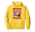Groovy Anti Social Butterfly Ironic Hoodie - Novelty Apparel Men Women - T-Shirt, Sweatshirt, Hoodie