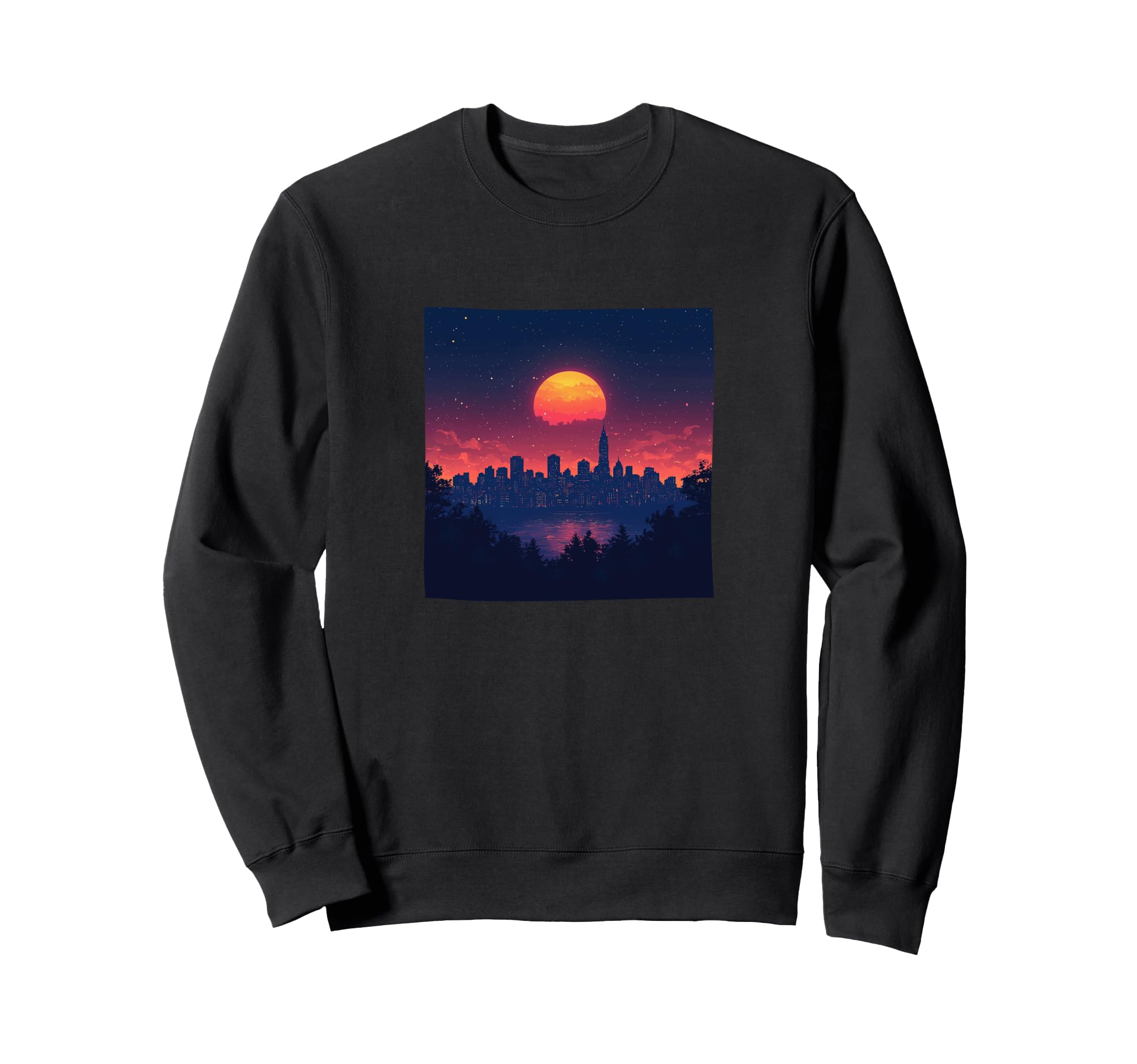 Cityscape Dusk Vector Sweatshirt - Streetwear Style Unisex - T-Shirt, Sweatshirt, Hoodie