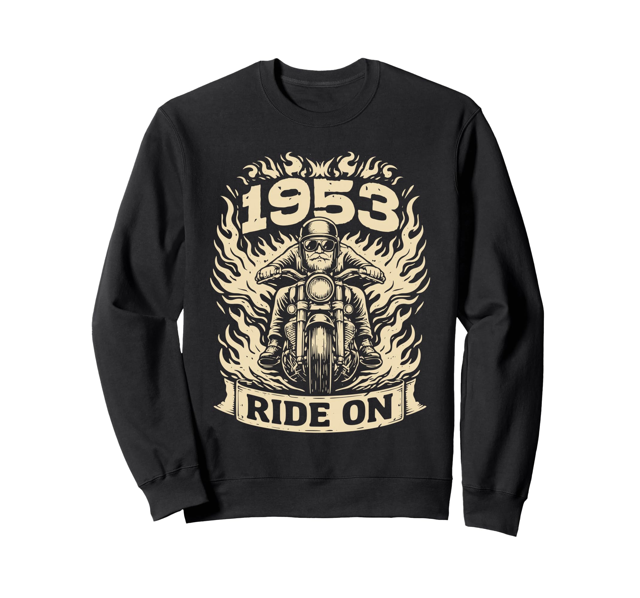 Biker 1953 Ride Birthday Motorcycle Sweatshirt - Trendy Graphic for Adults - T-Shirt, Sweatshirt, Hoodie