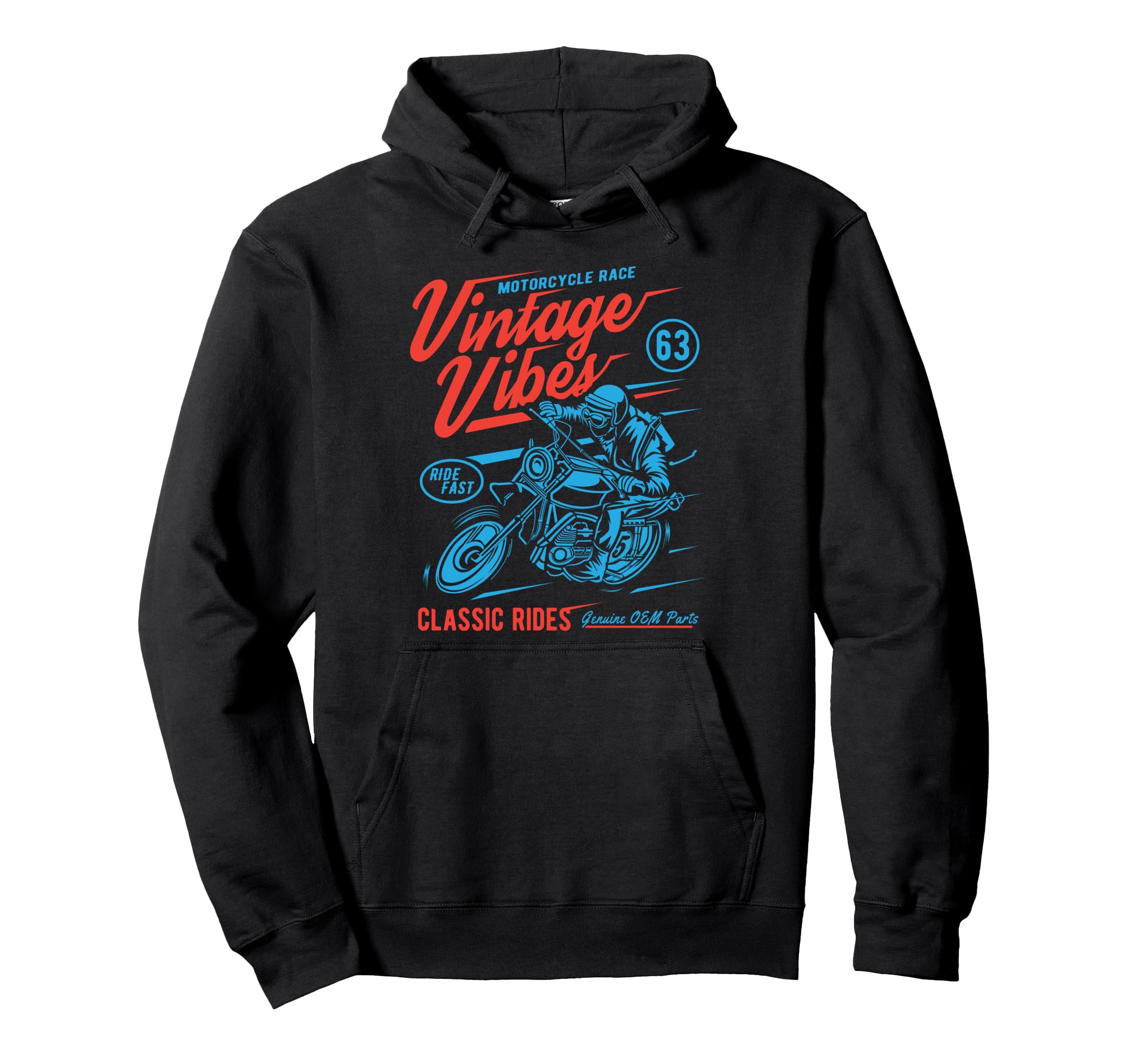 Vibes Rides Motorcycle Race Hoodie - Minimalist Print for Adults - T-Shirt, Sweatshirt, Hoodie