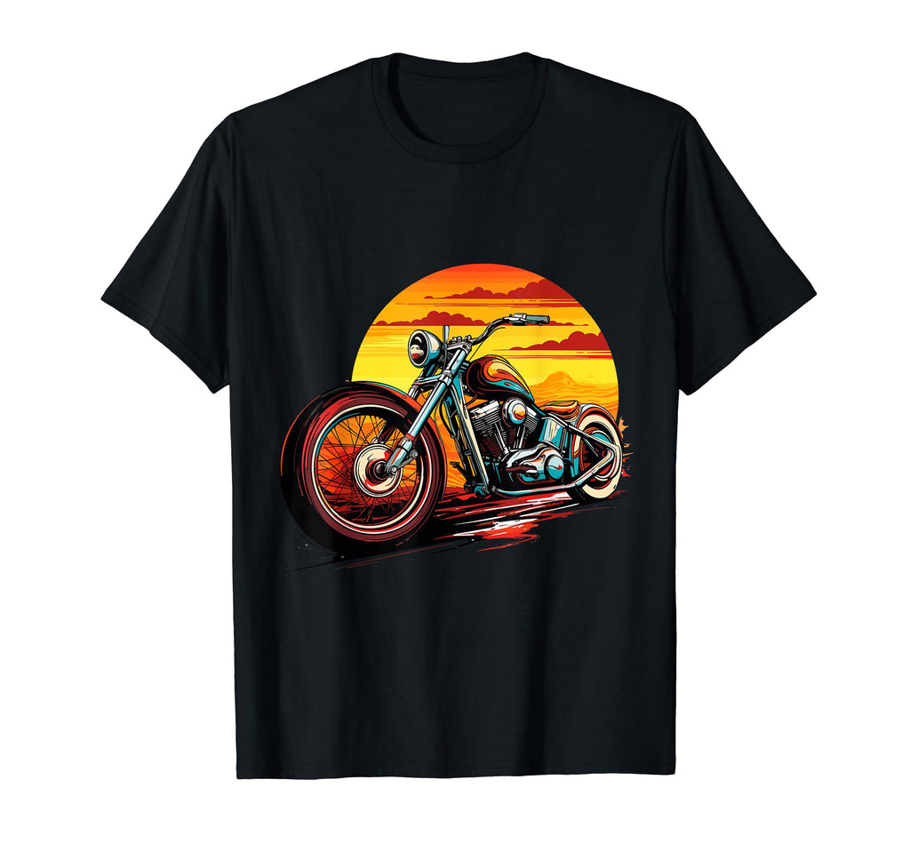 Sunset Motorbike Motorcyclist Biker T-Shirt - Novelty Apparel Unisex - T-Shirt, Sweatshirt, Hoodie
