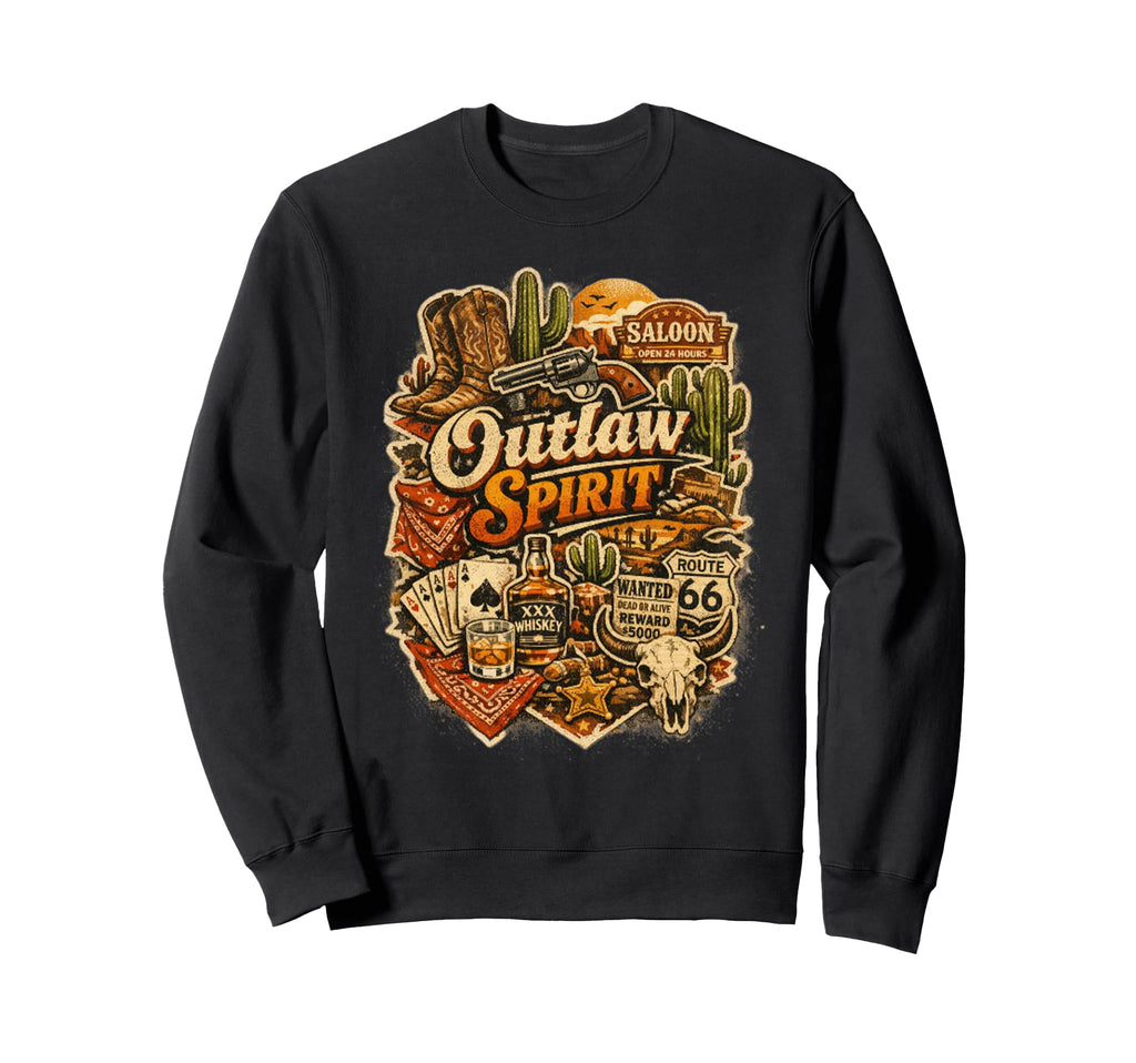 Outlaw Spirit Western Cowboy Sweatshirt - Casual Everyday Wear Unisex - T-Shirt, Sweatshirt, Hoodie