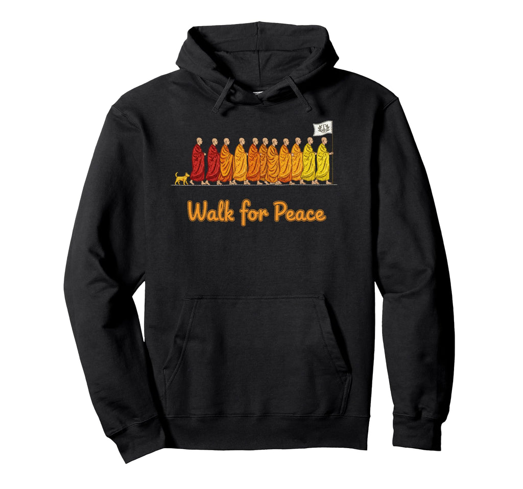 Walk Peace Buddhist Monks Parade Hoodie - Minimalist Print for Adults - T-Shirt, Sweatshirt, Hoodie