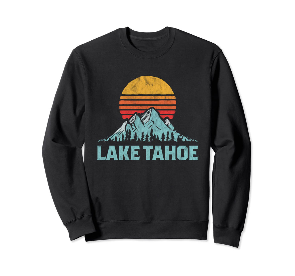 Lake Tahoe Distressed Mountains Ski Sweatshirt - Novelty Apparel Men Women - T-Shirt, Sweatshirt, Hoodie