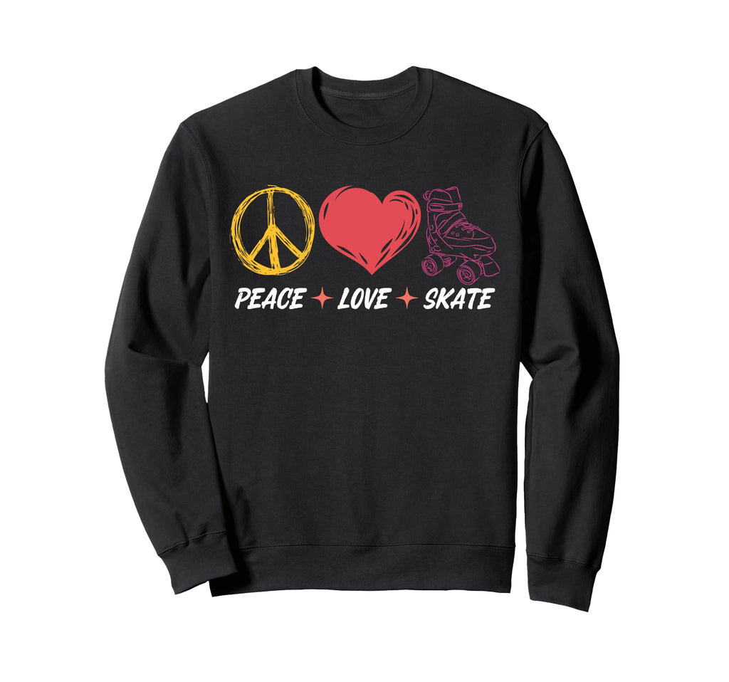 Roller Skating Skate Heart Peace Sweatshirt - Trendy Graphic Men Women - T-Shirt, Sweatshirt, Hoodie