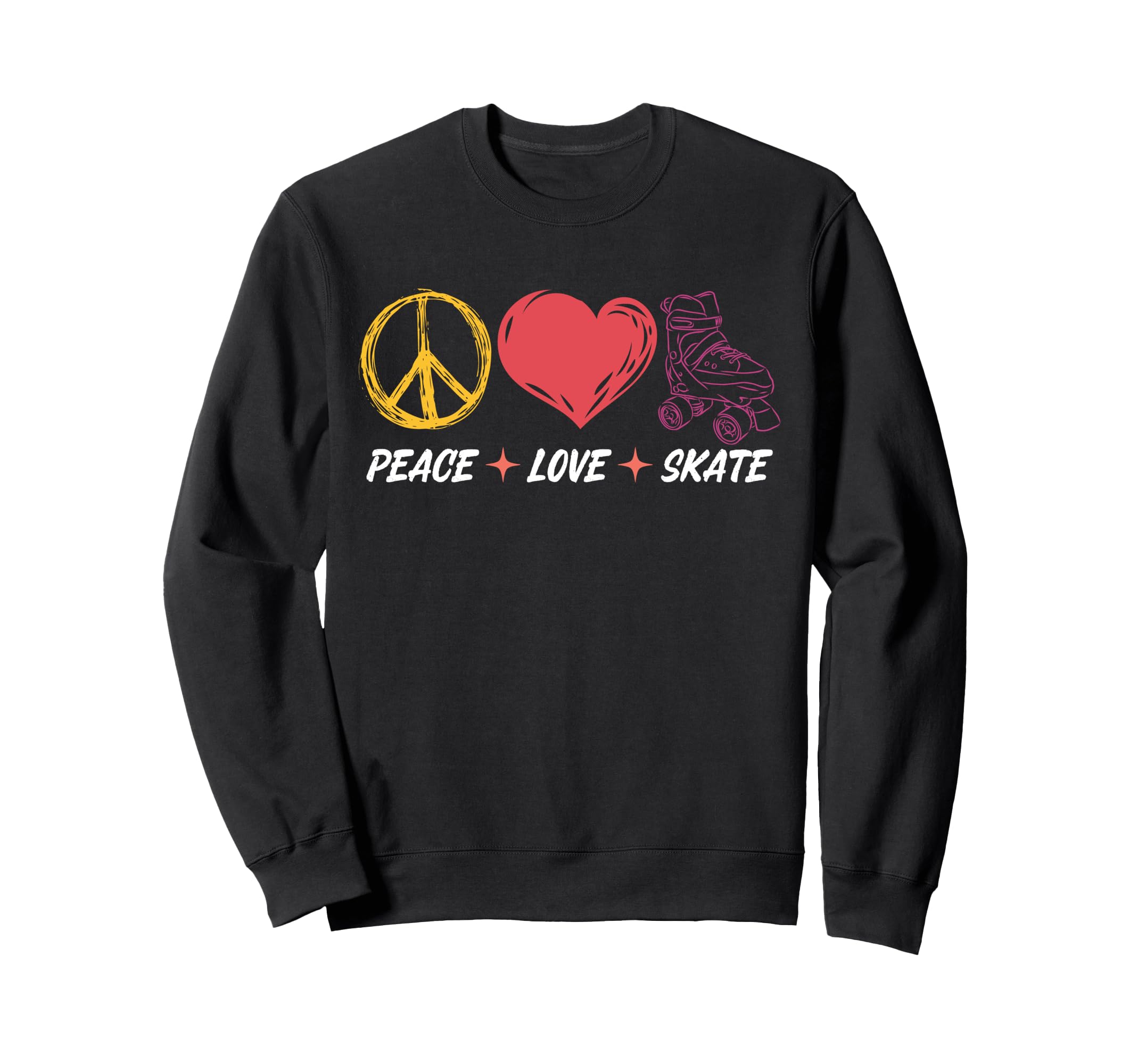Roller Skating Skate Heart Peace Sweatshirt - Trendy Graphic Men Women - T-Shirt, Sweatshirt, Hoodie