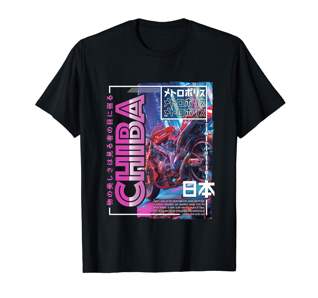 Chiba City 80S Synthwave Motorcycle T-Shirt - Aesthetic Graphic Men Women - T-Shirt, Sweatshirt, Hoodie