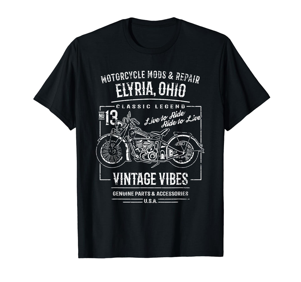 Elyria Oh Usa Distressed Motorcycle T-Shirt - Trendy Graphic Unisex - T-Shirt, Sweatshirt, Hoodie
