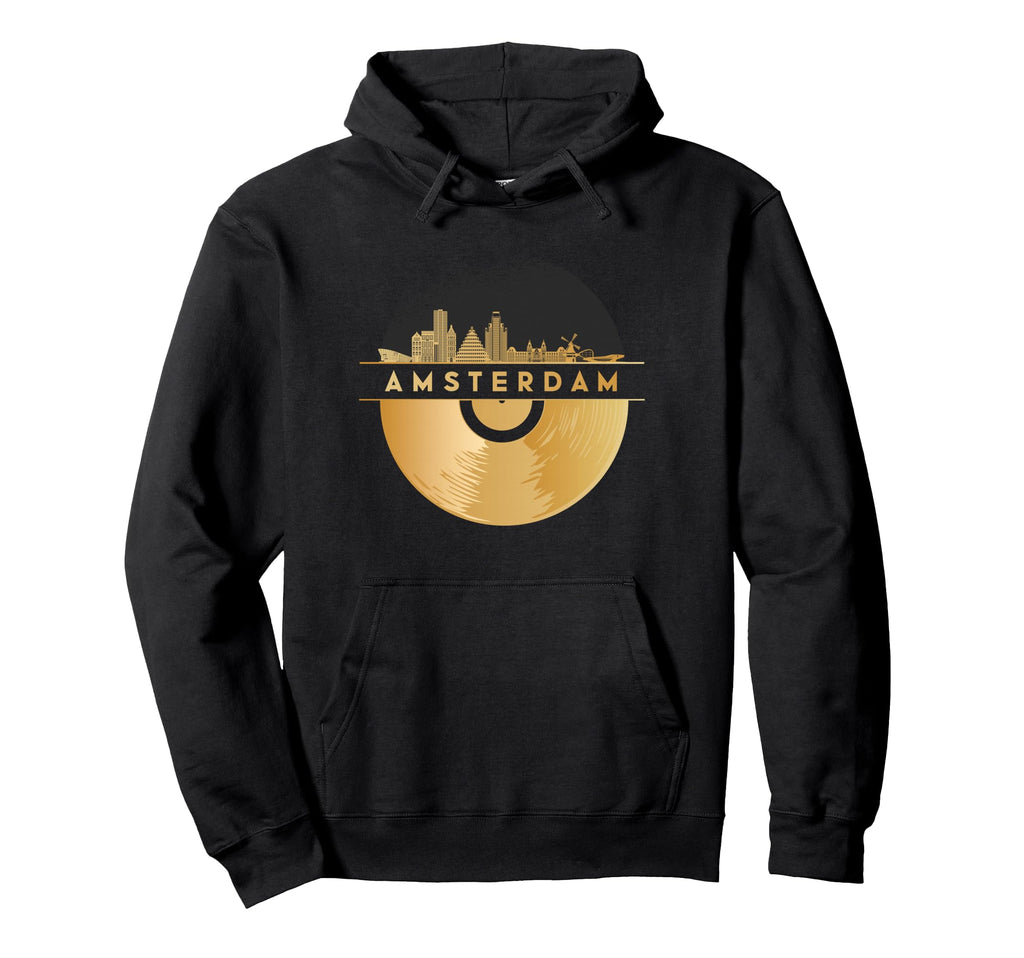 Vinyl Record Player Music Skyline Hoodie - Aesthetic Graphic for Adults - T-Shirt, Sweatshirt, Hoodie