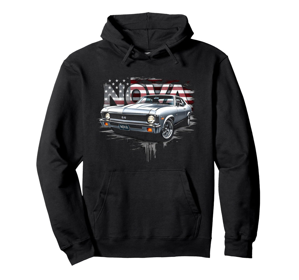 1970 70 Nova Ss American Flag Muscle Hoodie - Unique Graphic for Adults - T-Shirt, Sweatshirt, Hoodie
