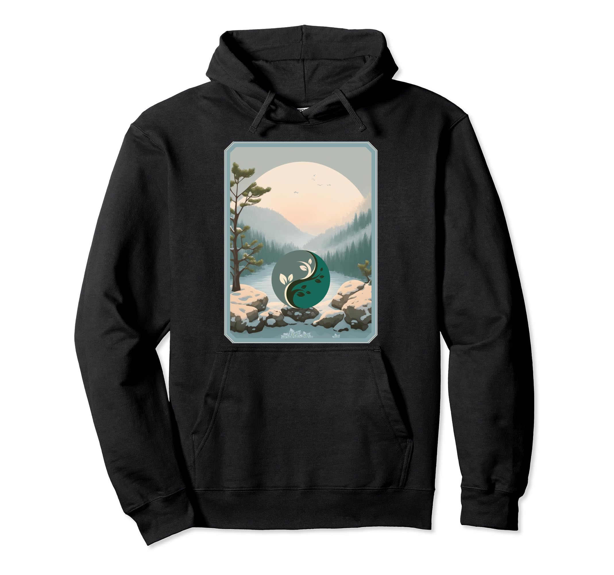 Yin Yang Yoga Mindfulness Peaceful Hoodie - Graphic Print for Adults - T-Shirt, Sweatshirt, Hoodie