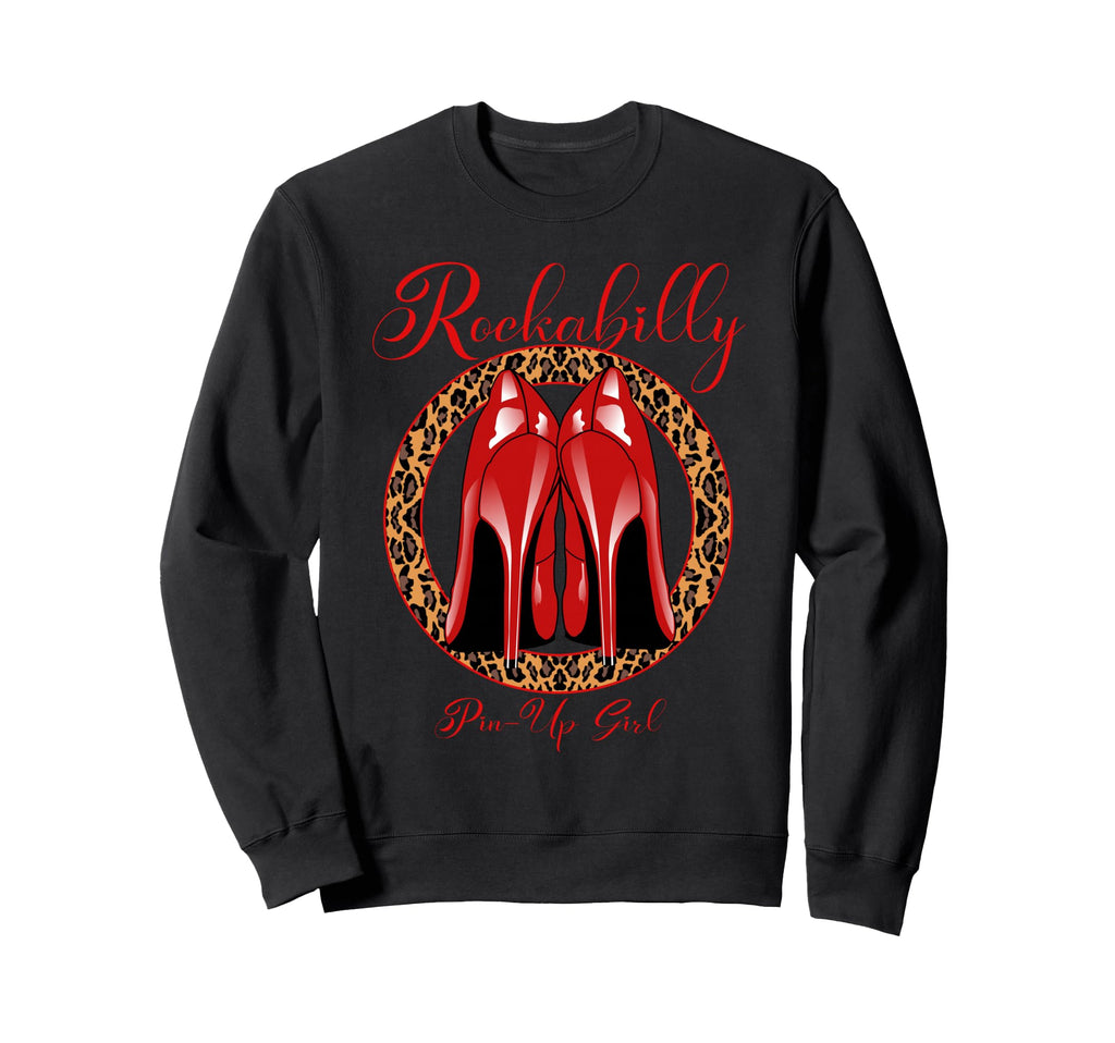 Rockabilly Pin Up Red High Sweatshirt - Casual Everyday Wear Men Women - T-Shirt, Sweatshirt, Hoodie
