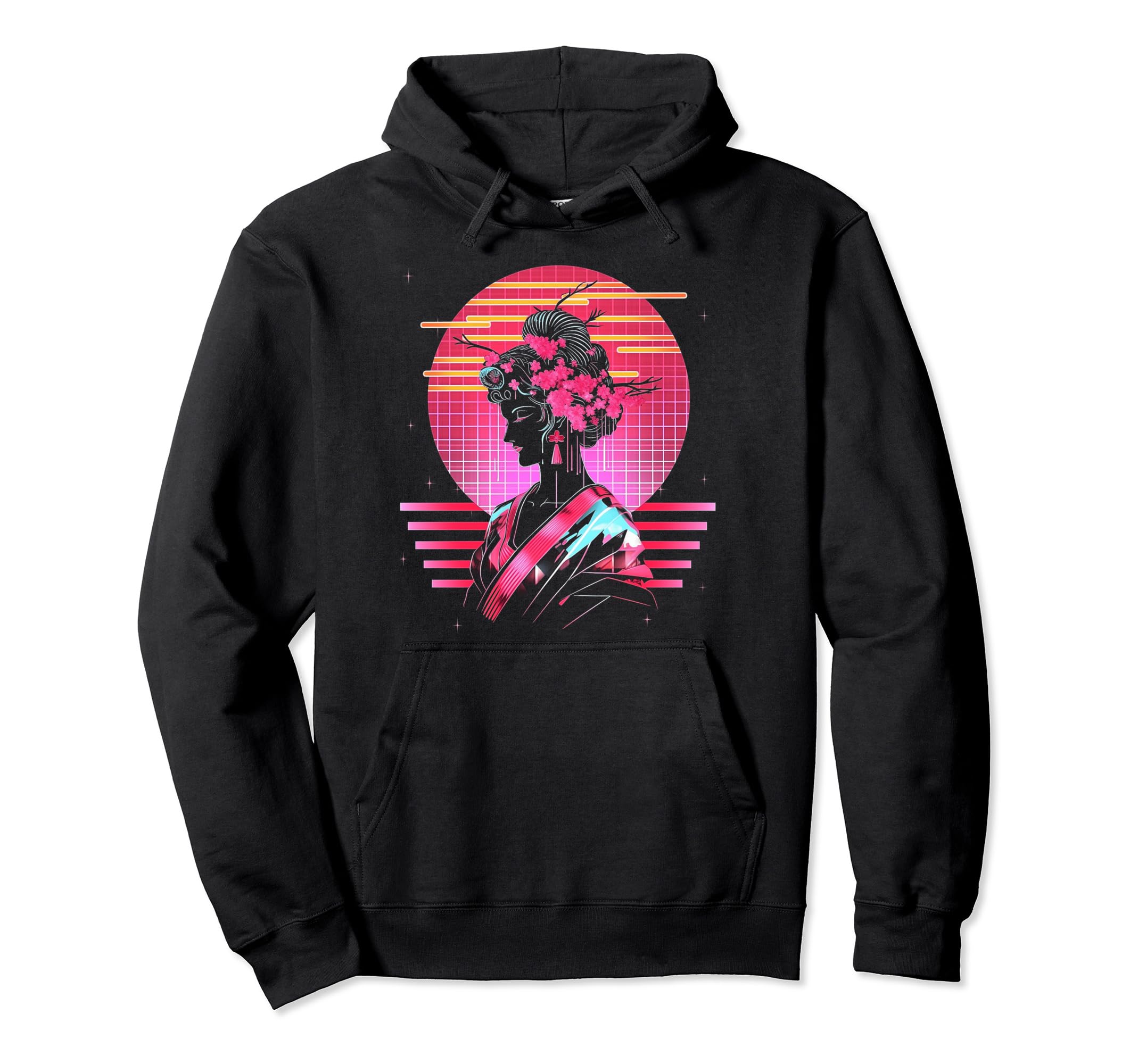 Vaporwave Geisha 80S Synthwave 2 Hoodie - Unique Graphic Men Women - T-Shirt, Sweatshirt, Hoodie
