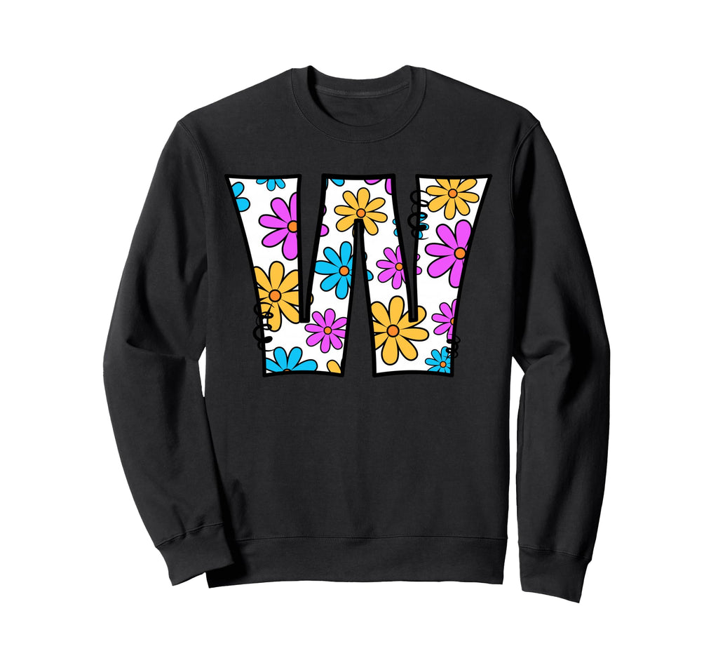Letter W Floral Daisy Alphabet Sweatshirt - Novelty Apparel Unisex - T-Shirt, Sweatshirt, Hoodie