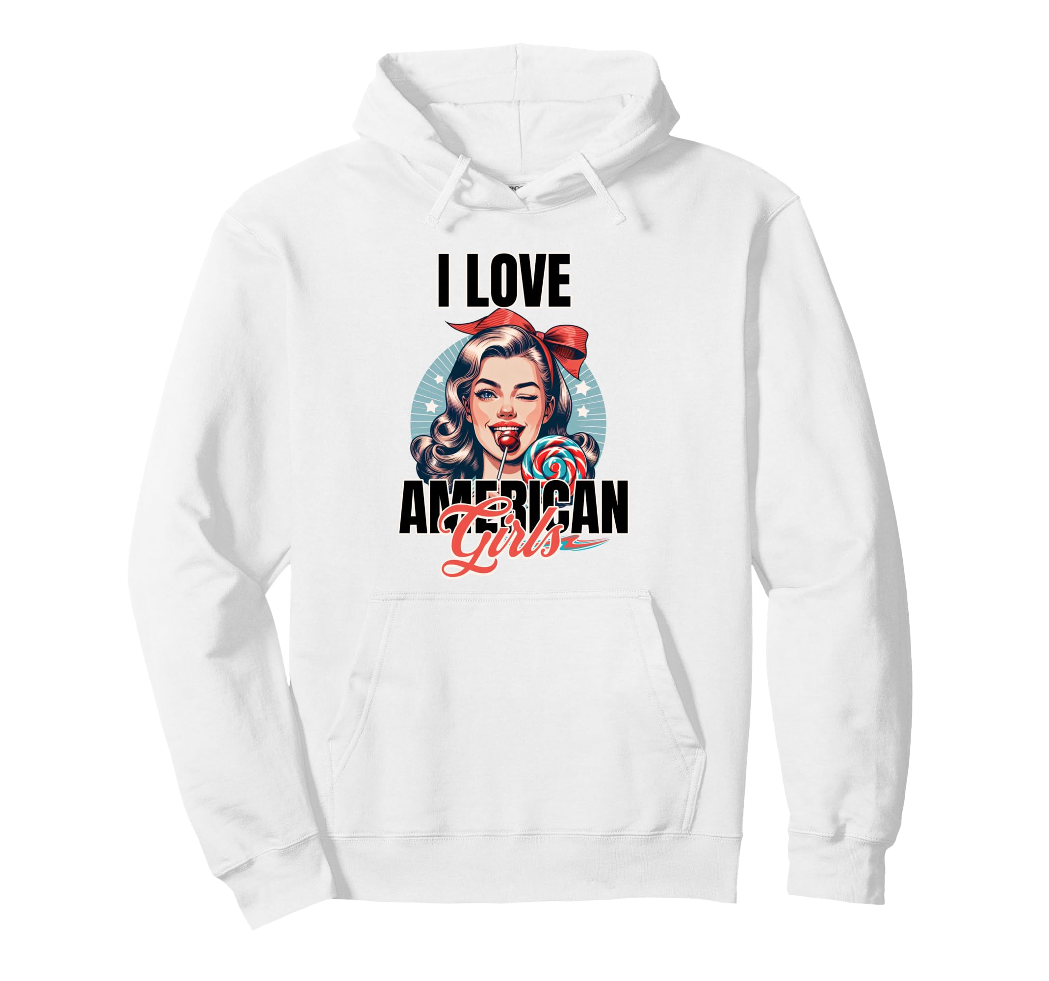 I Love American 50S Lollipop Usa Hoodie - Casual Everyday Wear for Adults - T-Shirt, Sweatshirt, Hoodie