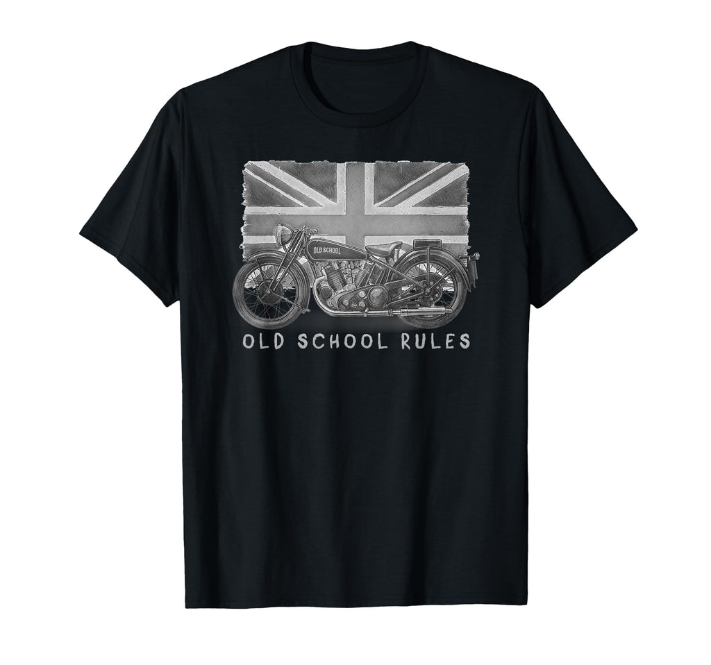 Old School Rules British 1930 Motorcycle T-Shirt - Graphic Print Unisex - T-Shirt, Sweatshirt, Hoodie