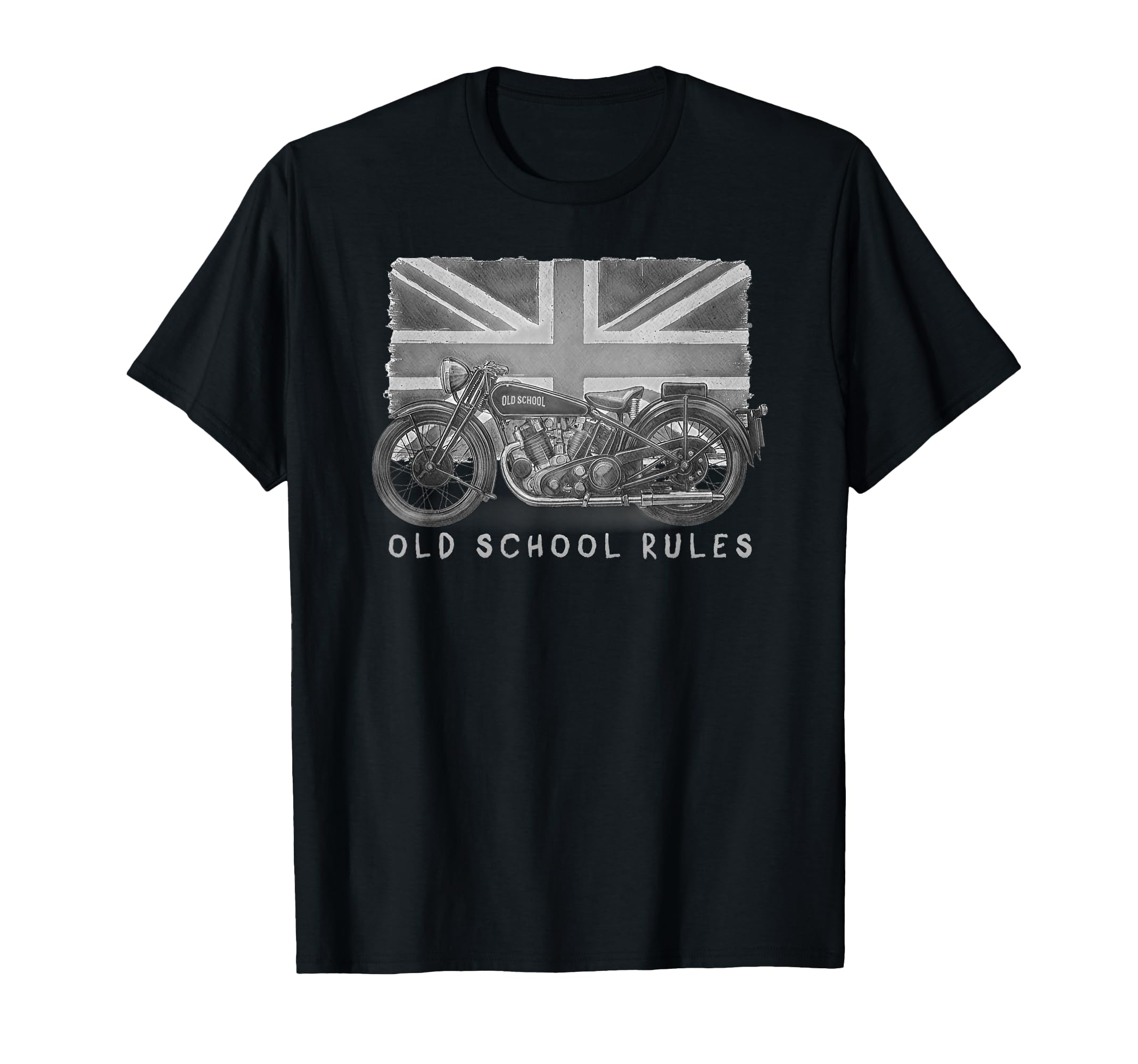Old School Rules British 1930 Motorcycle T-Shirt - Graphic Print Unisex - T-Shirt, Sweatshirt, Hoodie