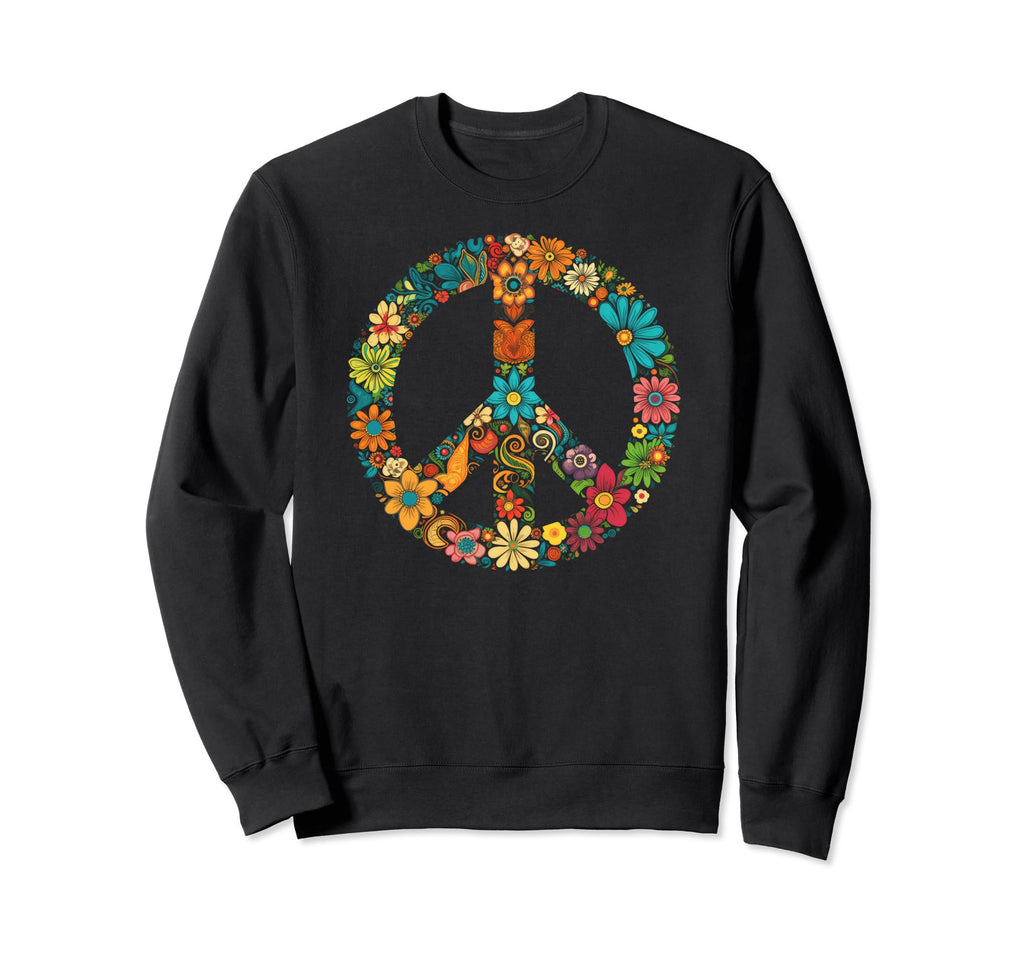 Peace Sign 60S 70S Hippie Sweatshirt - Fun Novelty Design Men Women - T-Shirt, Sweatshirt, Hoodie