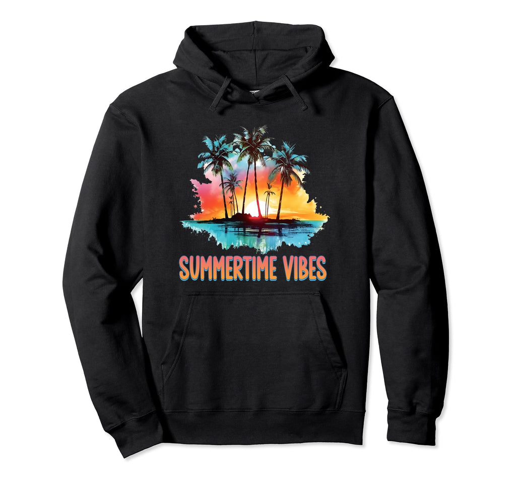 Summer Time Vibes 80S Synthwave Palm Trees Hoodie - Novelty Apparel Unisex - T-Shirt, Sweatshirt, Hoodie