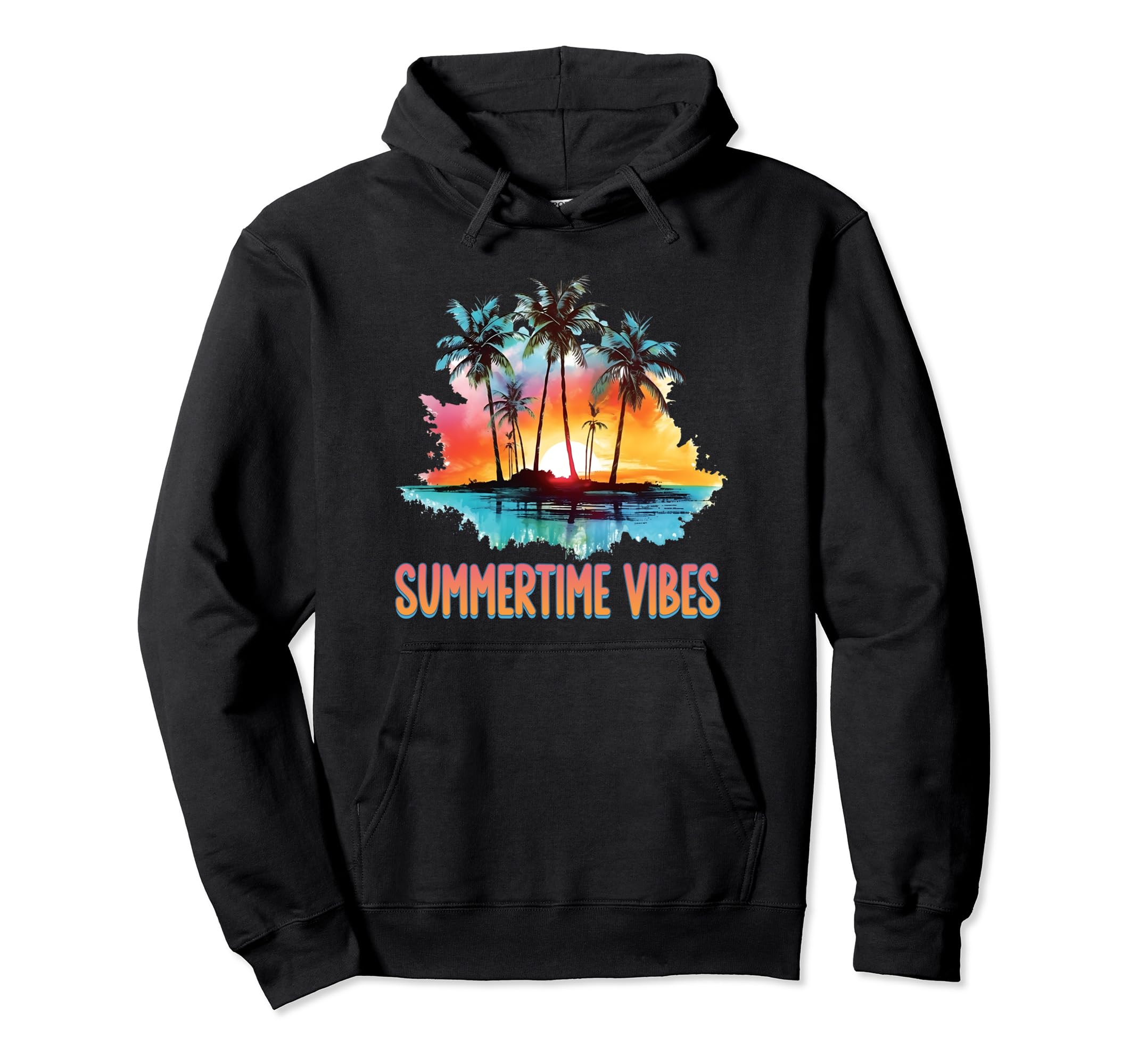 Summer Time Vibes 80S Synthwave Palm Trees Hoodie - Novelty Apparel Unisex - T-Shirt, Sweatshirt, Hoodie
