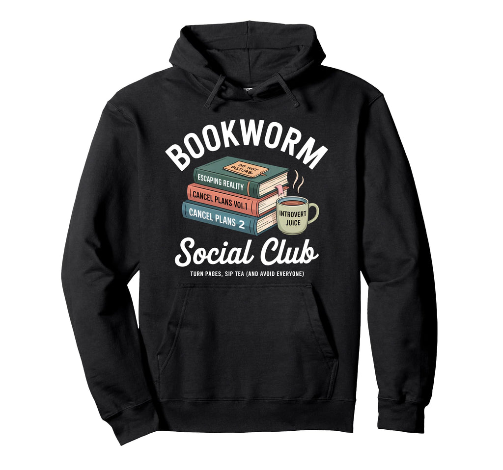 Bookworm Social Club Introvert Love Hoodie - Custom Art Print for Adults - T-Shirt, Sweatshirt, Hoodie