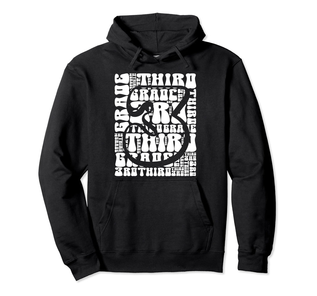 Groovy Third Grade Typography Hoodie - Minimalist Print for Adults - T-Shirt, Sweatshirt, Hoodie