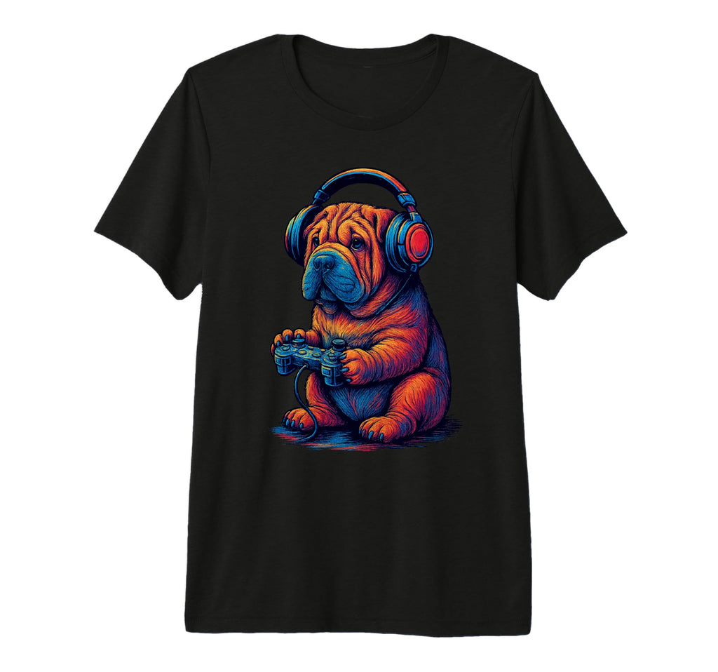 Shar Pei Gamer Gaming Dog Lover Tri T-Shirt - Aesthetic Graphic for Adults - T-Shirt, Sweatshirt, Hoodie