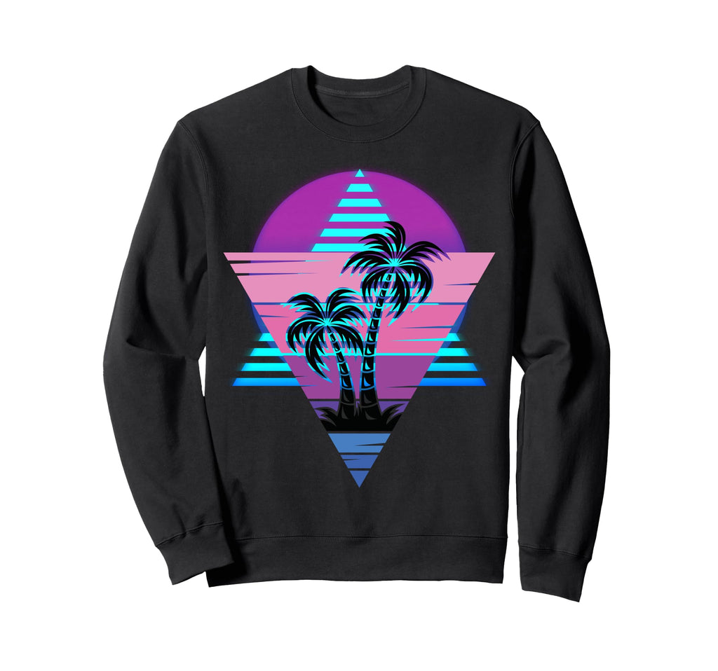 80S Vaporwave Palm Trees Sunset Sweatshirt - Aesthetic Graphic Unisex - T-Shirt, Sweatshirt, Hoodie