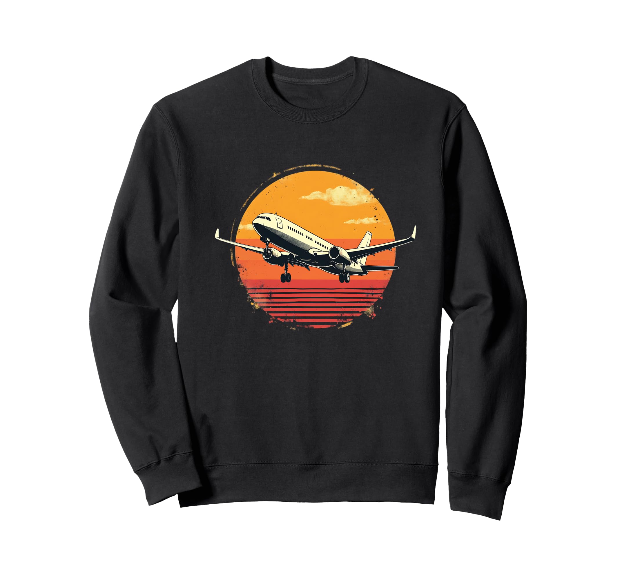 Airplane Art Sunset Sweatshirt - Minimalist Print for Adults - T-Shirt, Sweatshirt, Hoodie