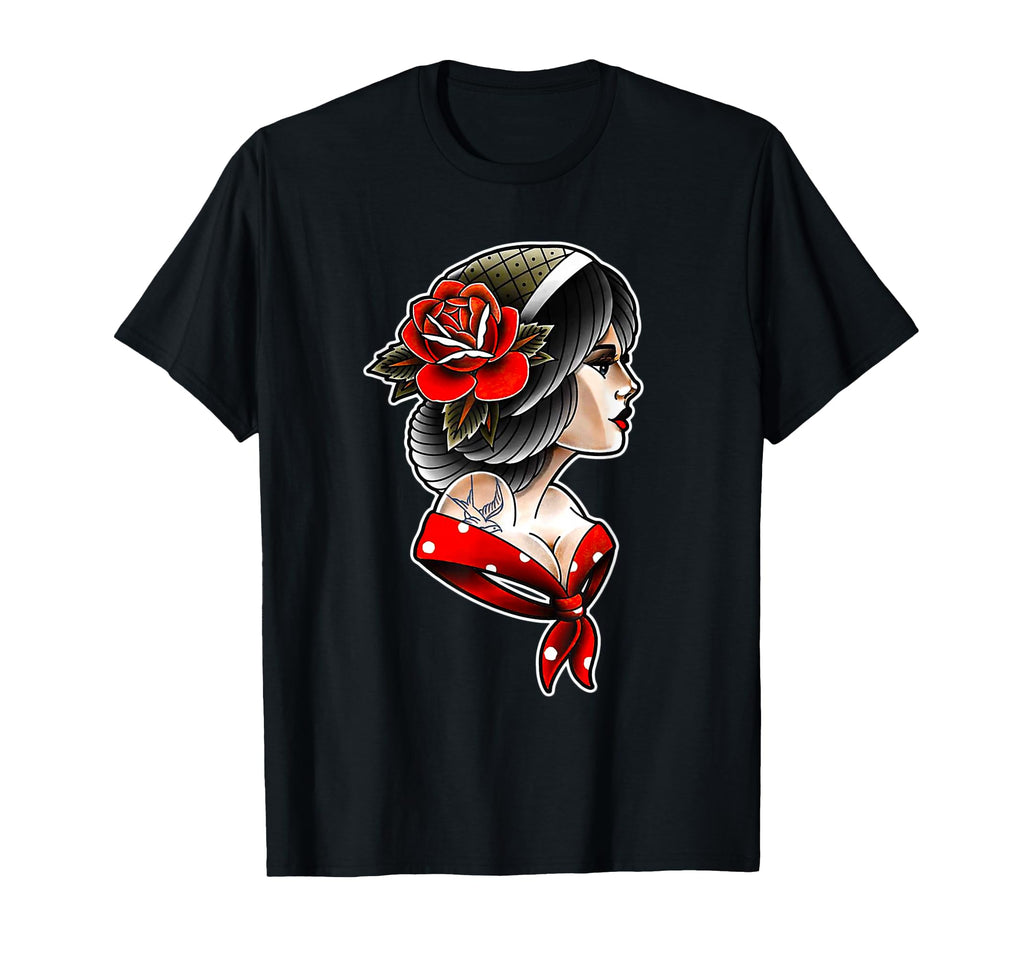Rose Tattoo Flash T-Shirt - Minimalist Print Men Women - T-Shirt, Sweatshirt, Hoodie