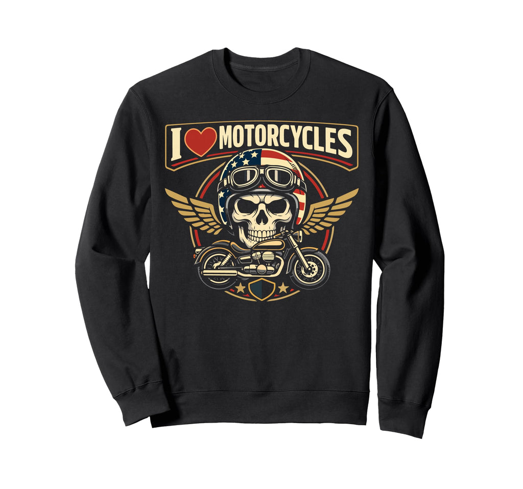 Motorcycle Biker Heart I Love Sweatshirt - Fun Novelty Design for Adults - T-Shirt, Sweatshirt, Hoodie