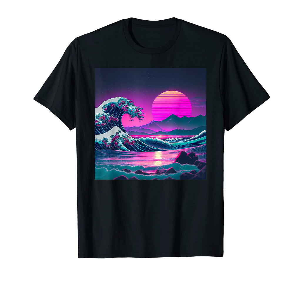 Vaporwave Synthwave Ocean Japanese 80S T-Shirt - Graphic Print Men Women - T-Shirt, Sweatshirt, Hoodie