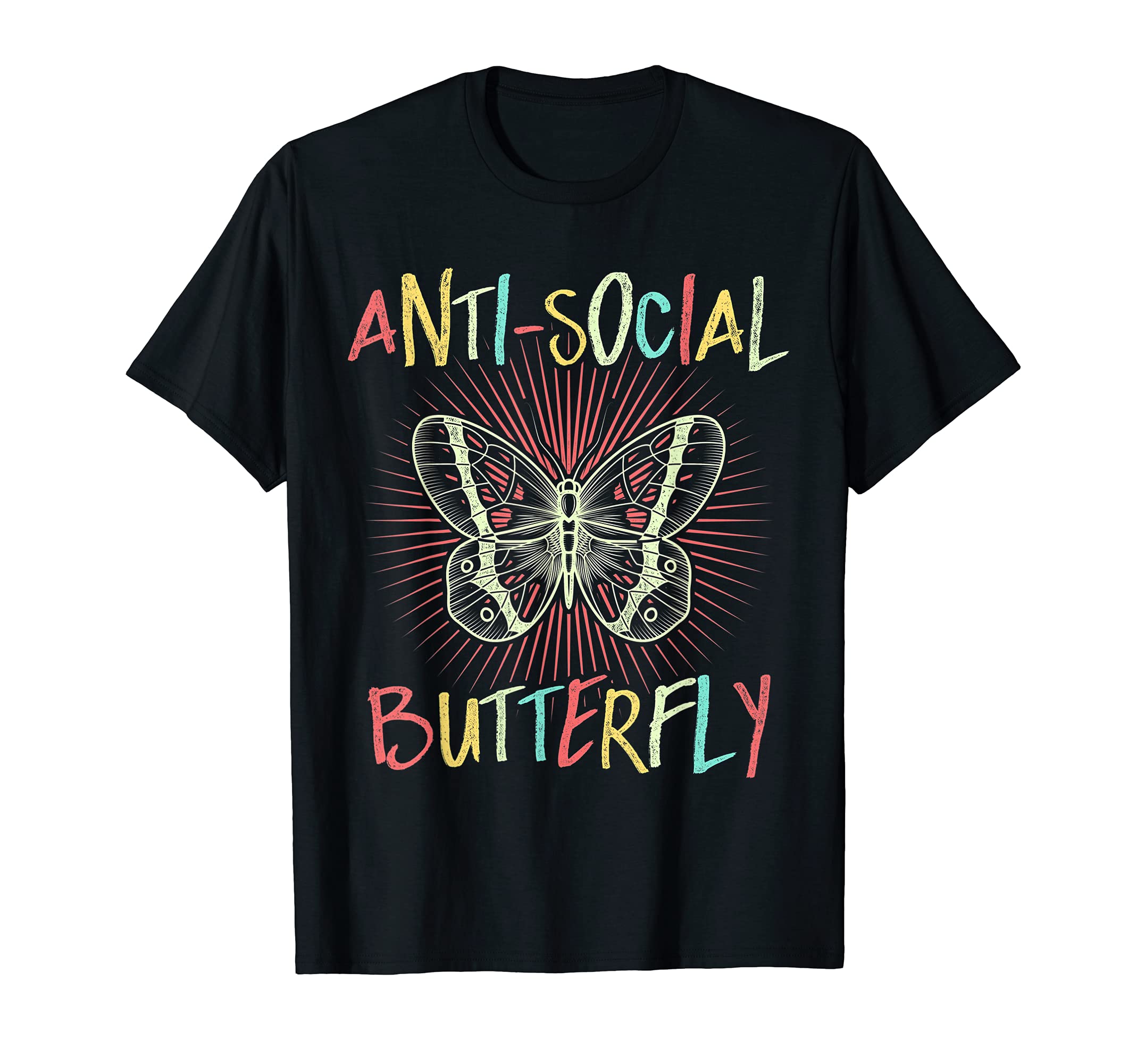 Anti Social Butterfly Shy Distressed T-Shirt - Streetwear Style for Adults - T-Shirt, Sweatshirt, Hoodie