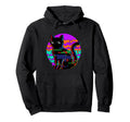 Vaporwave Black Cat Pixel Sunglasses Hoodie - Novelty Apparel for Adults - T-Shirt, Sweatshirt, Hoodie