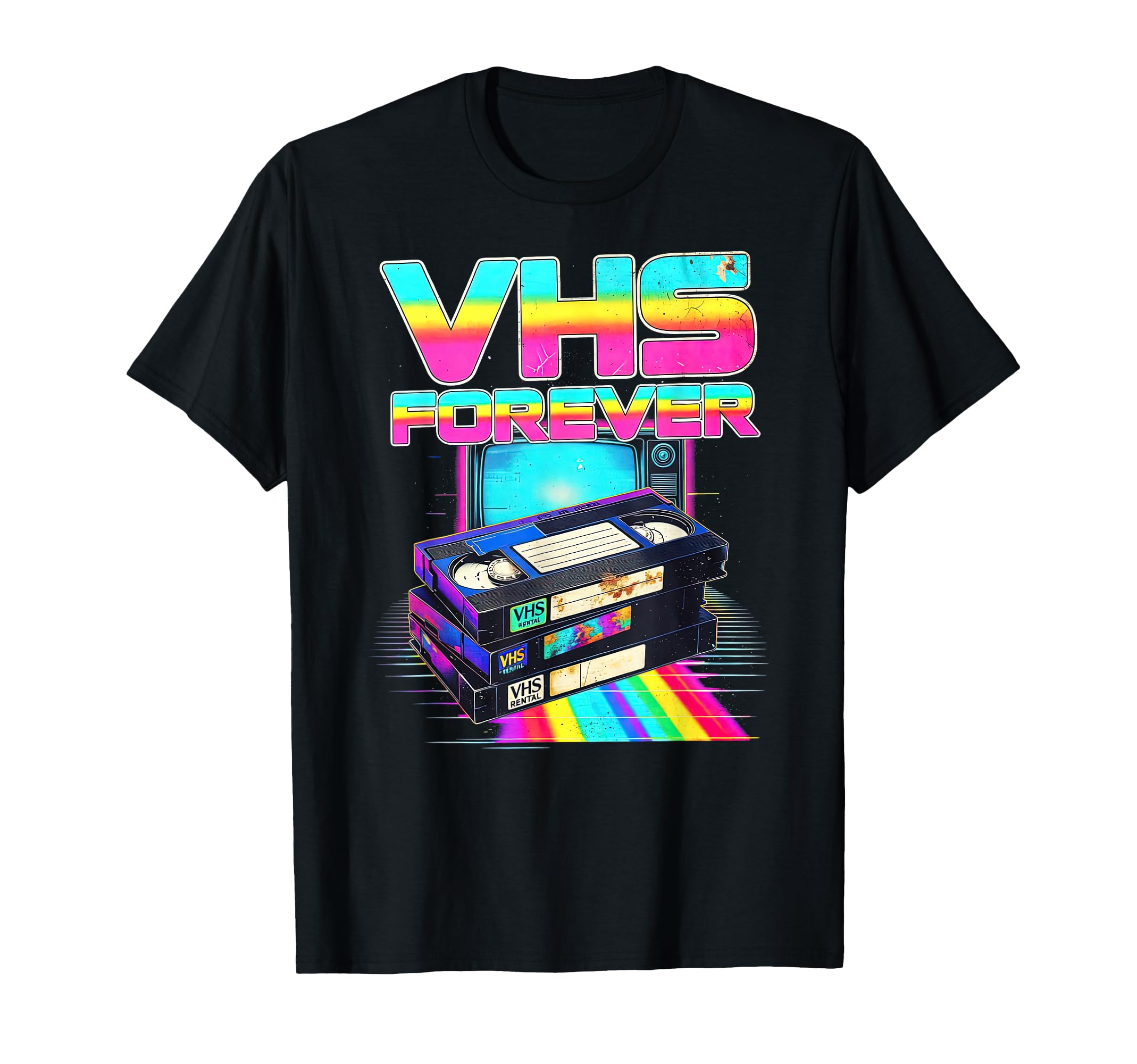 Vhs Forever 80S Rental Tapes Vaporwave T-Shirt - Trendy Graphic for Adults - T-Shirt, Sweatshirt, Hoodie
