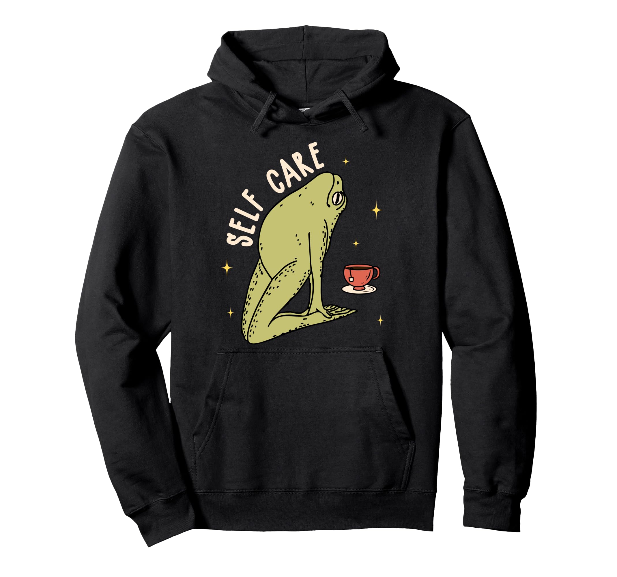 Self Care Frog Yoga Tea Lover Hoodie - Unique Graphic Men Women - T-Shirt, Sweatshirt, Hoodie
