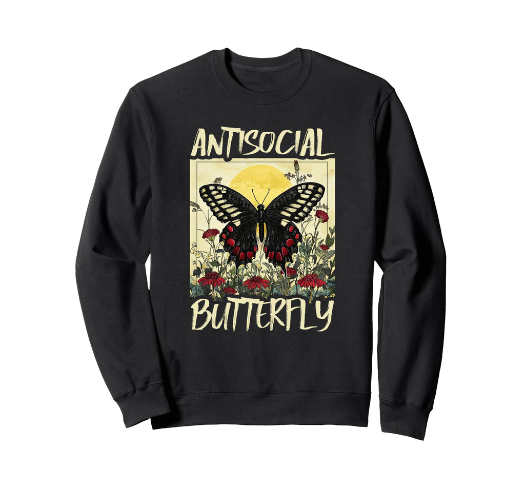 Antisocial Butterfly Gift Sweatshirt - Minimalist Print Unisex - T-Shirt, Sweatshirt, Hoodie