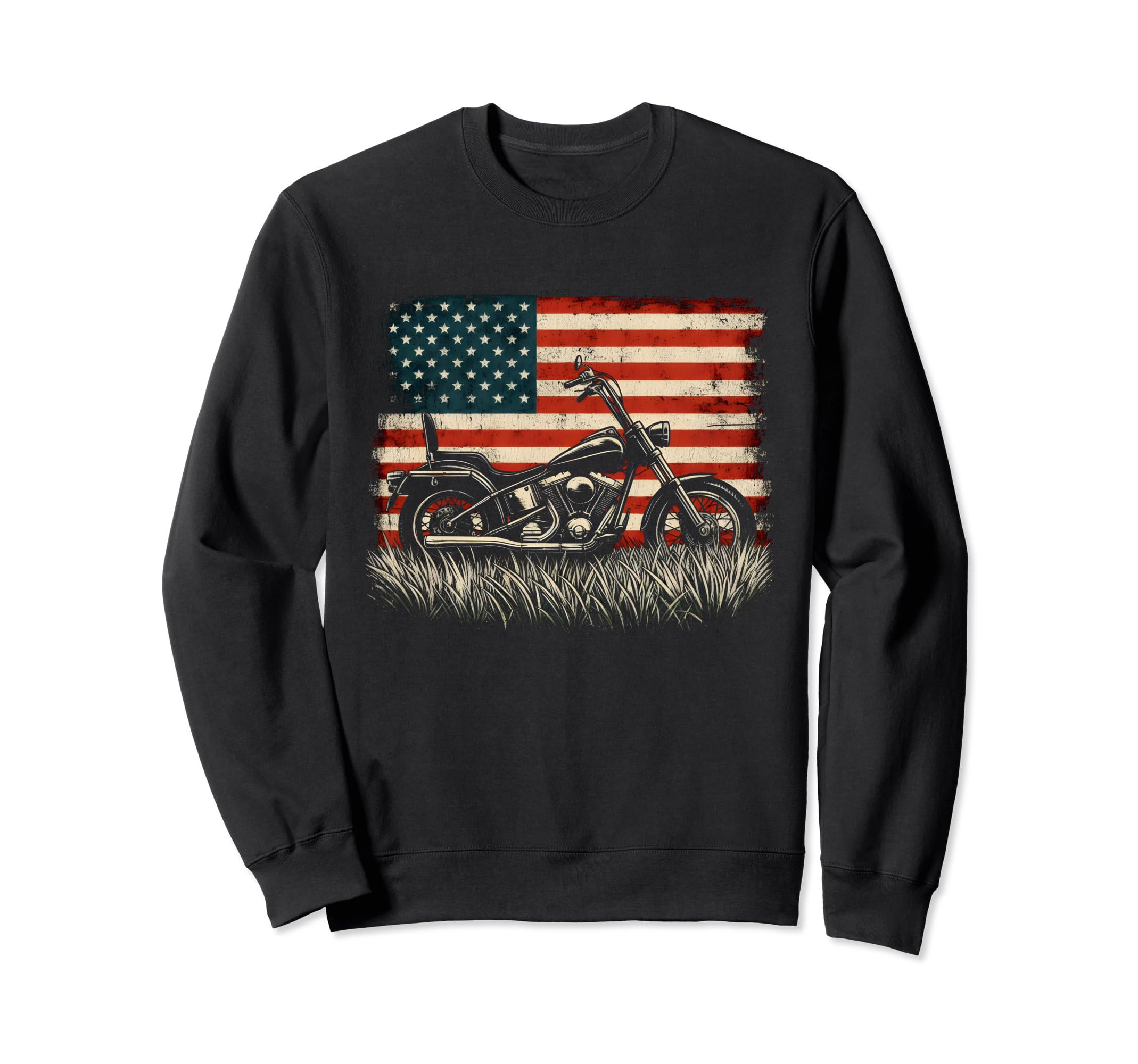 Motorcycle 4Th July Patriotic Sweatshirt - Aesthetic Graphic for Adults - T-Shirt, Sweatshirt, Hoodie