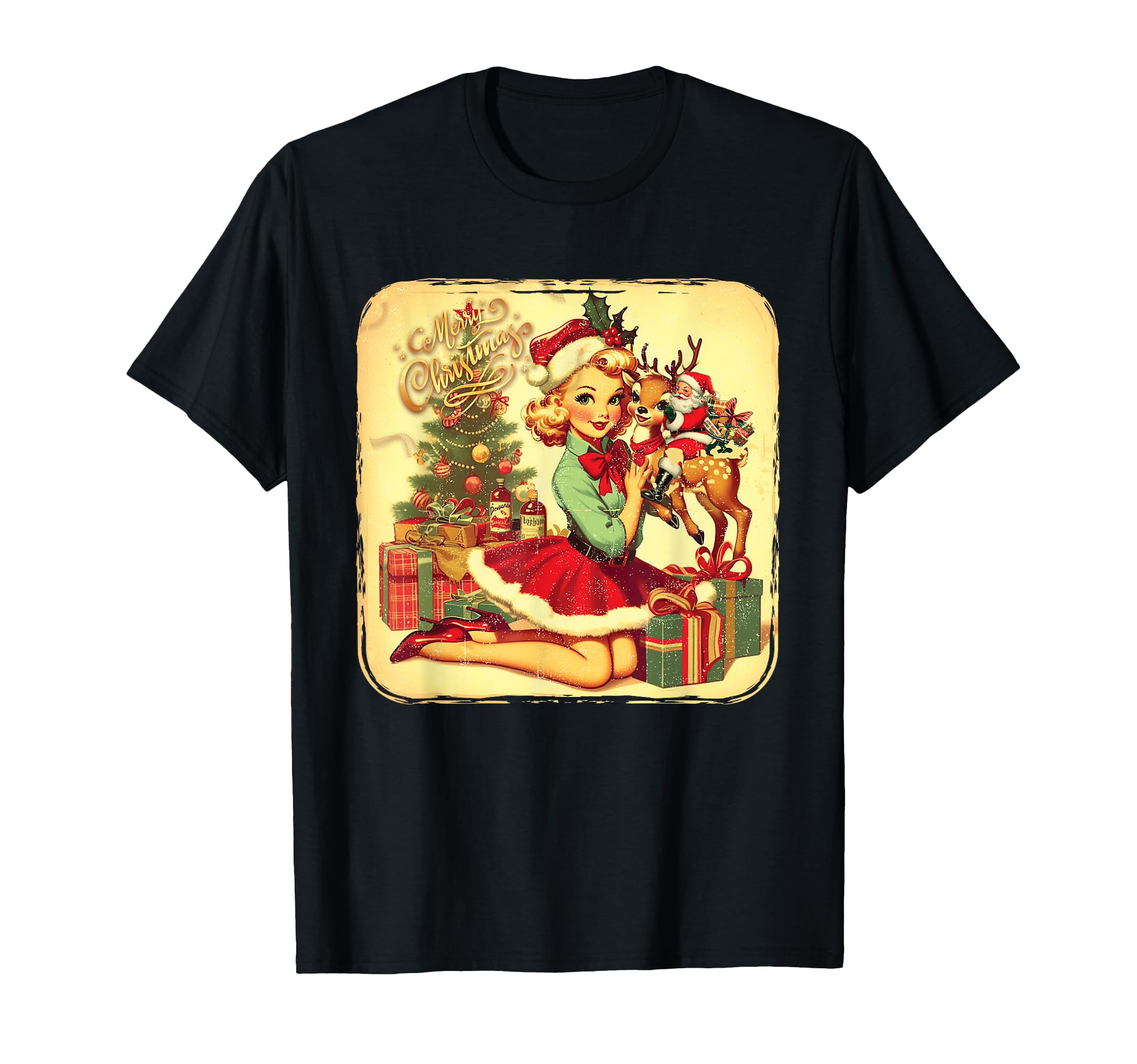 Pin Up Little Reindeer 1950S T-Shirt - Graphic Print for Adults - T-Shirt, Sweatshirt, Hoodie