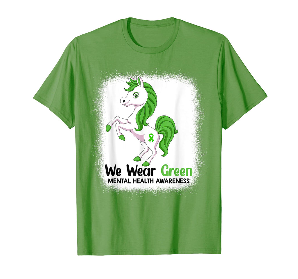Unicorn Ribbon I Wear Green Mental Health T-Shirt - Graphic Print Unisex - T-Shirt, Sweatshirt, Hoodie