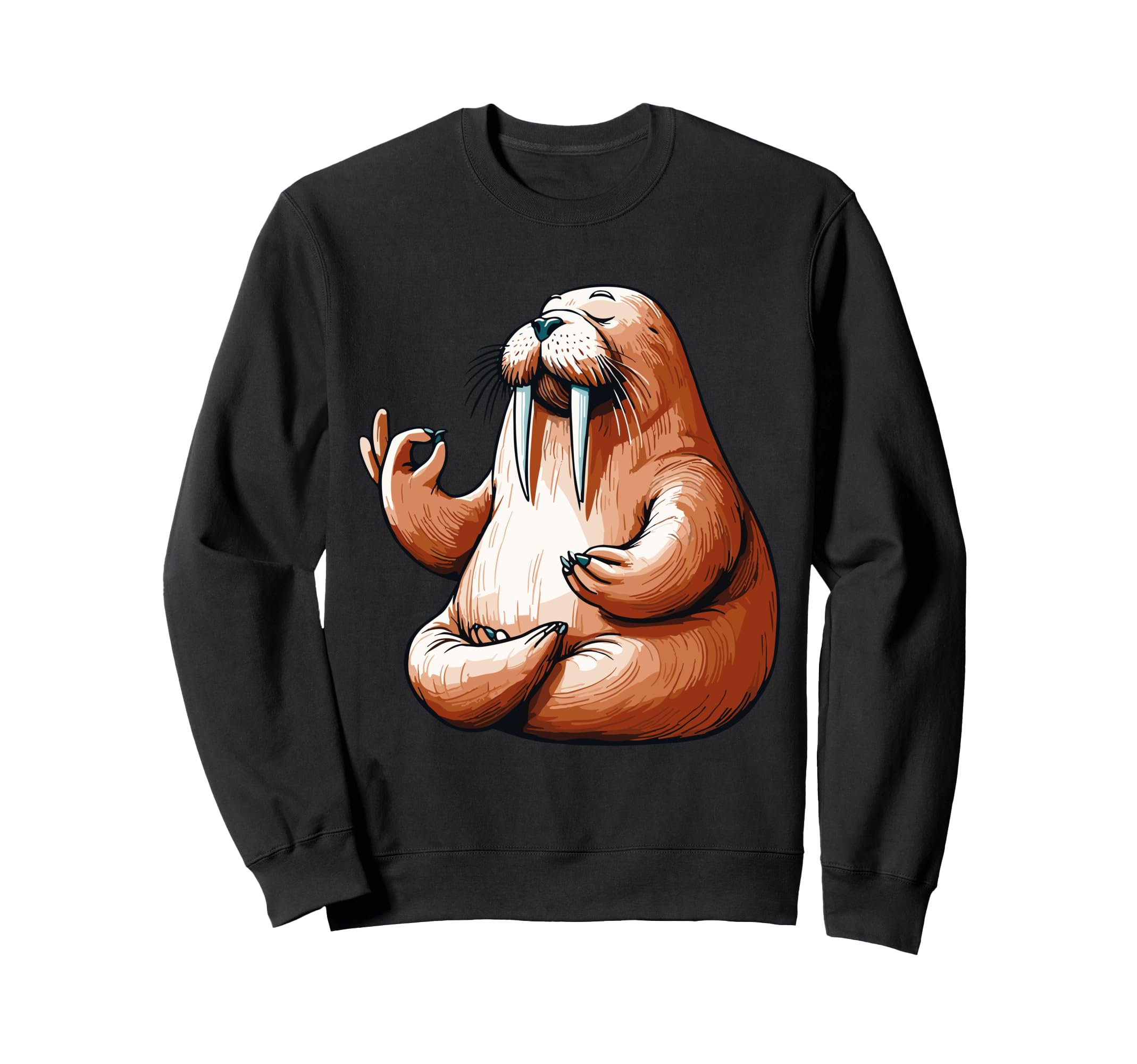 Meditation Walrus Yoga Pose Relaxing Sweatshirt - Unique Graphic Men Women - T-Shirt, Sweatshirt, Hoodie