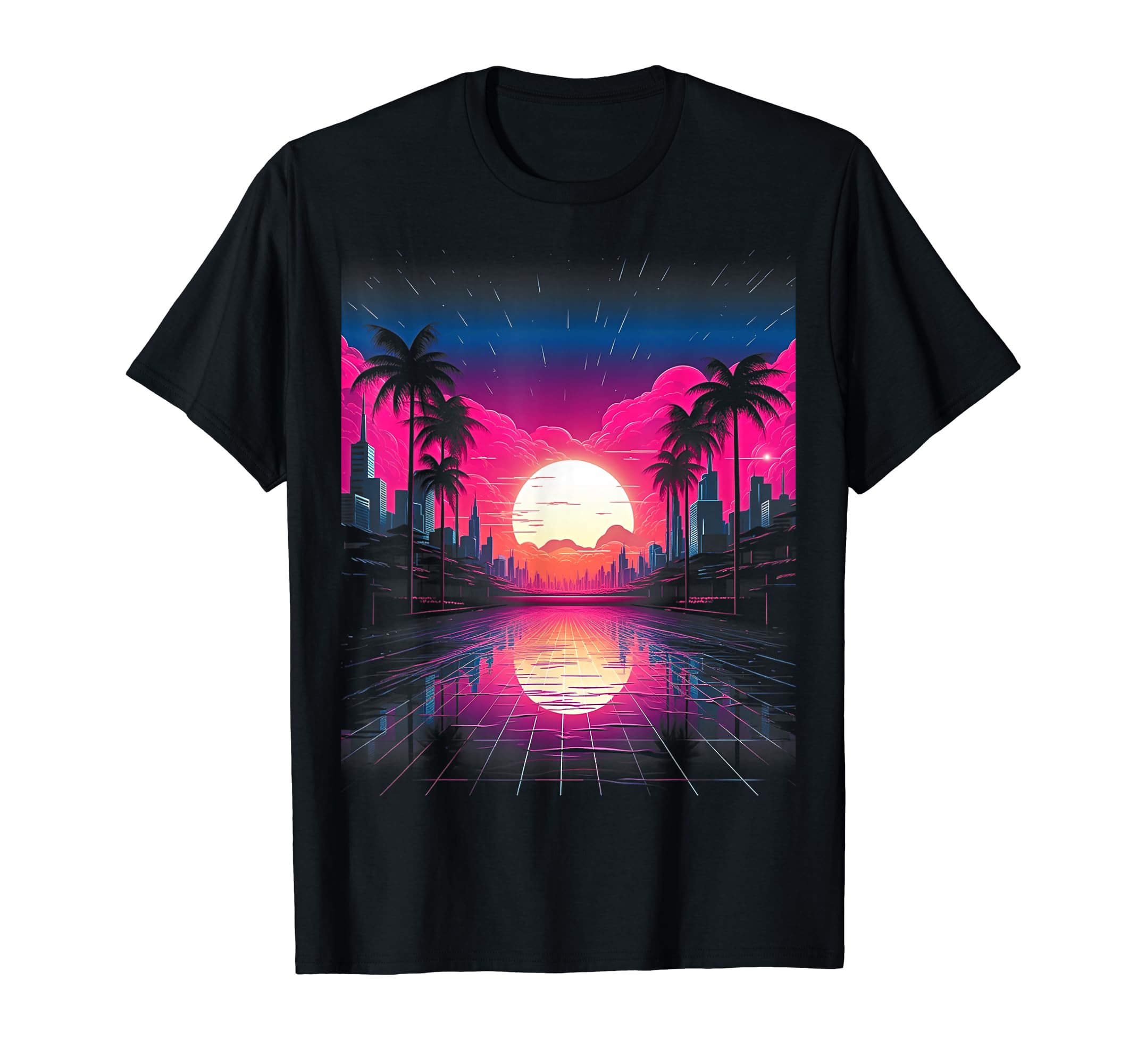 Vaporwave Cityscape 80S Synthwave T-Shirt - Casual Everyday Wear Men Women - T-Shirt, Sweatshirt, Hoodie