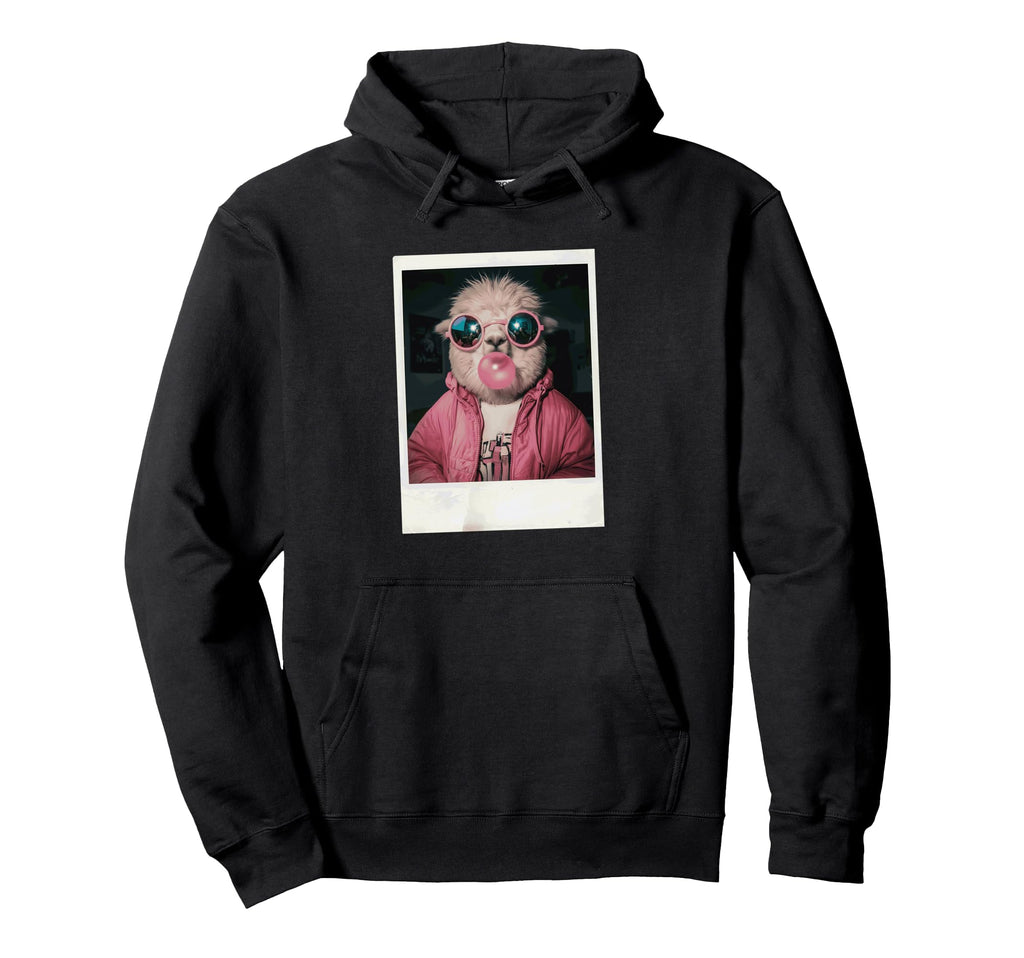 Alpaca Llama Hipster Vibes 90S Film Hoodie - Novelty Apparel for Adults - T-Shirt, Sweatshirt, Hoodie
