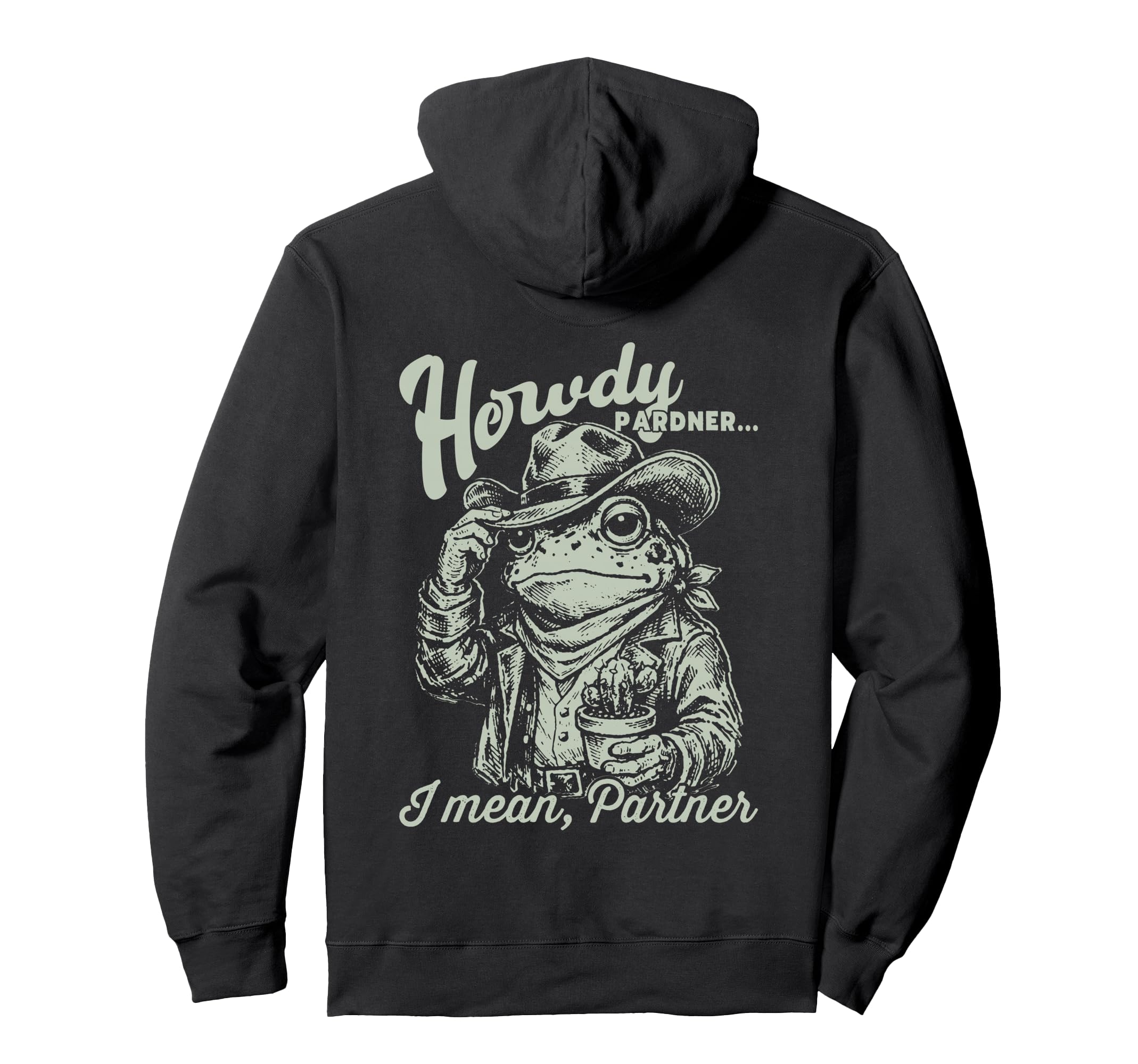 Western Cowboy Frog Howdy Pardner Hoodie - Unique Graphic for Adults - T-Shirt, Sweatshirt, Hoodie