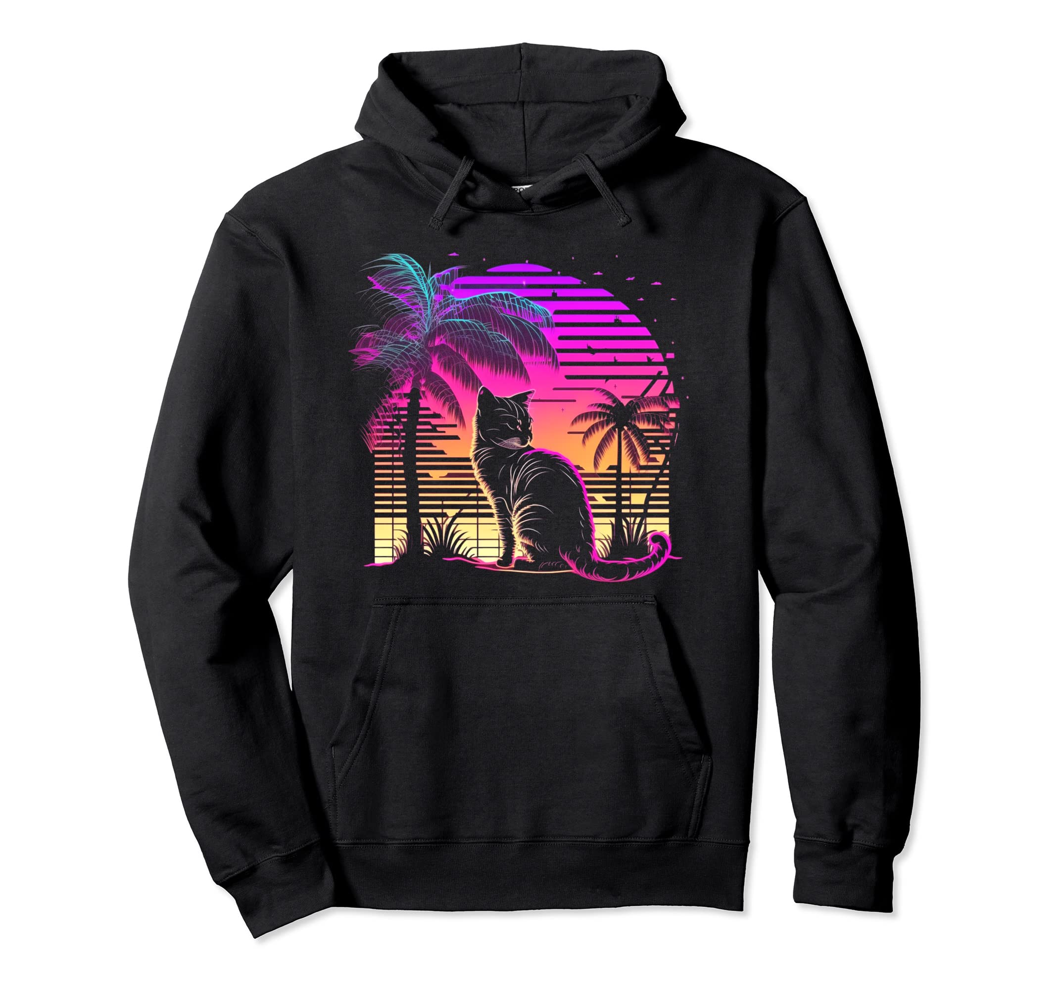 Cat Vaporwave Retrowave Aesthetic Hoodie - Fun Novelty Design Unisex - T-Shirt, Sweatshirt, Hoodie