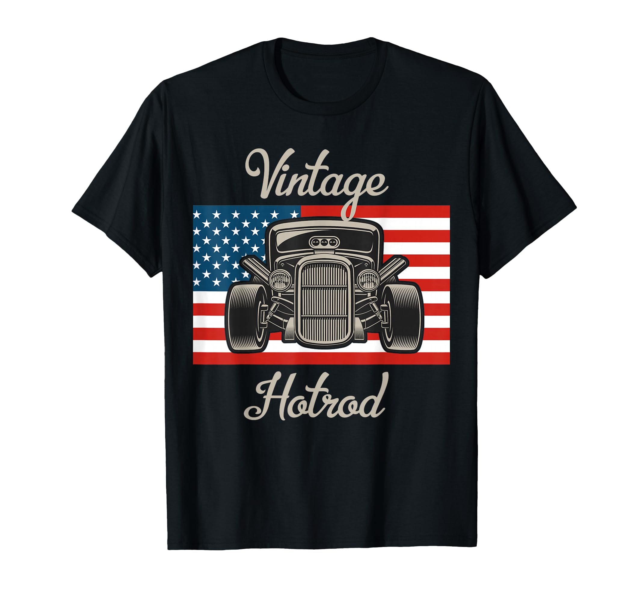Hot Rod American Flag Antique Car Lover T-Shirt - Trendy Graphic Unisex - T-Shirt, Sweatshirt, Hoodie