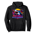 Bites Harder 80S Shark Synthwave Arcade Hoodie - Aesthetic Graphic Unisex - T-Shirt, Sweatshirt, Hoodie